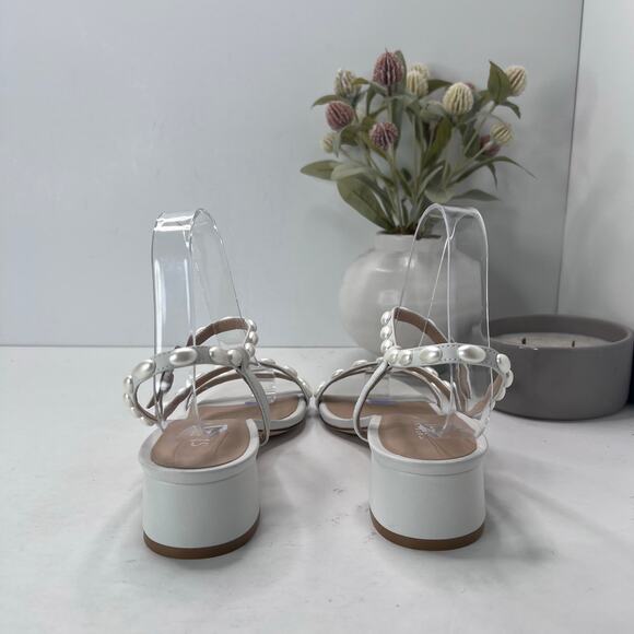 Stuart Weitzman Pearlita 35 Chunky Block Heel Sandal White Women's 8.5B - Picture 4 of 10